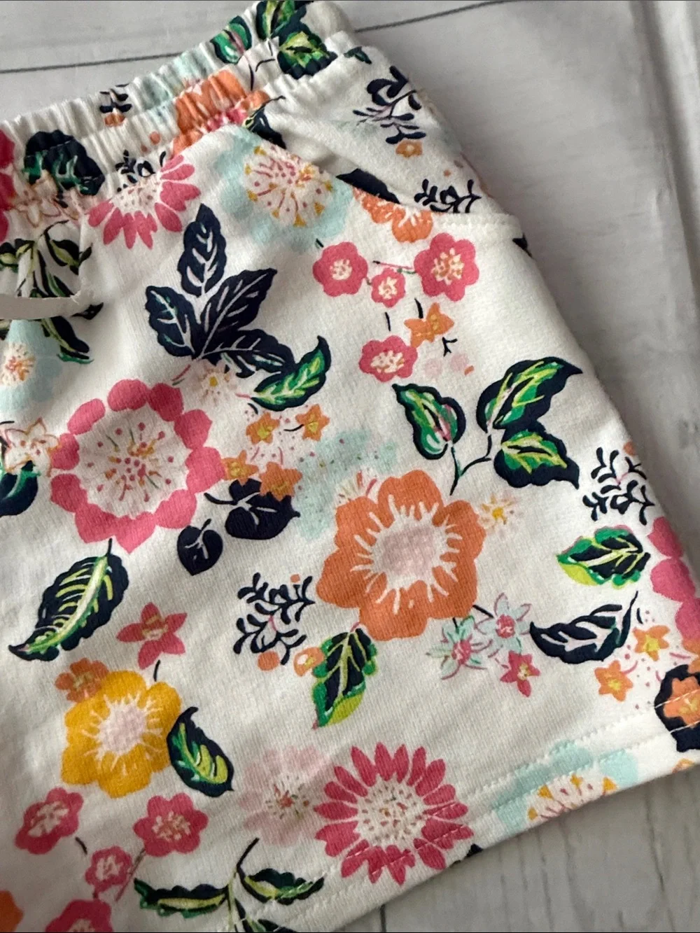 Carter's White Floral Drawstring Kids Shorts
